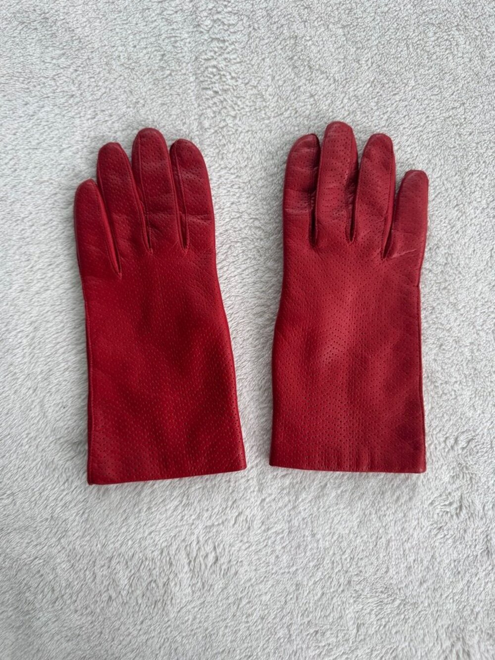 Vintage Women'd Red Leather Gloves Made in Italy Rike's Dept Store Size 7.5